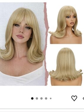 Dirty Blonde Wig with Bangs and Flipped Ends Short Layered Blonde Bob 14 Inch